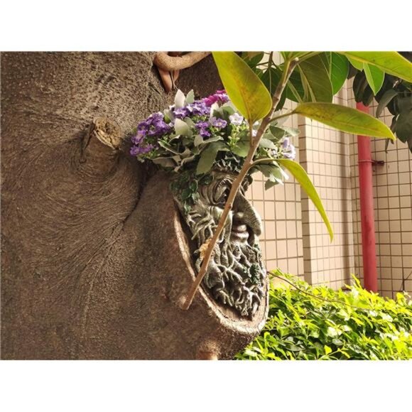 Old Man Tree Face Decor Sculpture Flower Planter Pot by Waterproof Resin - Picture 3 of 8